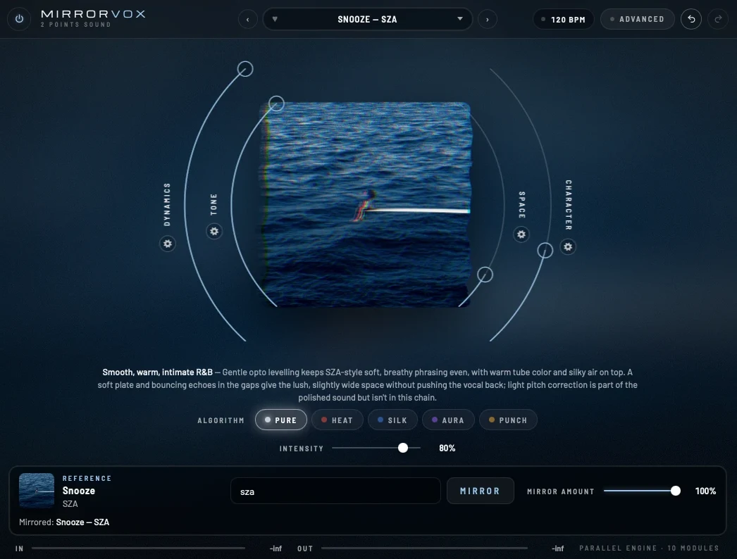 MirrorVox plugin — the whole interface takes on the look of the record you reference